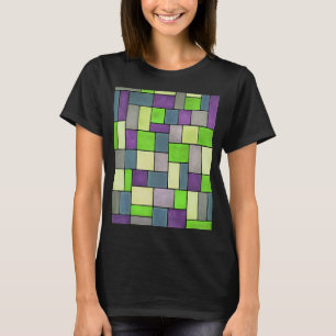 Camiseta Contorno Preto Contemporâneo Retângulo E Quadrados
