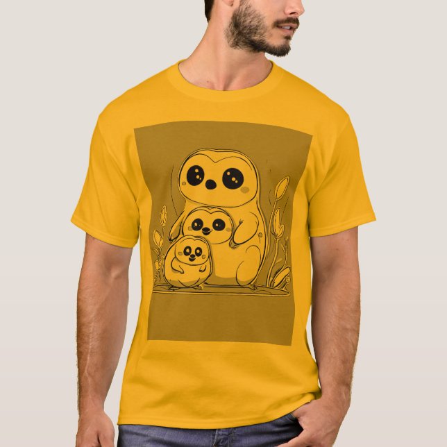 Camiseta contorno simples e formas panda design (Frente)