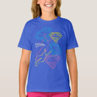 Contornos coloridos de supergirl e logotipos