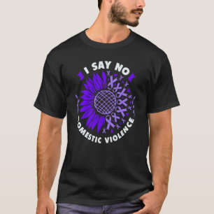 Camiseta Contra a Violência Doméstica Fita Roxa de Girassol