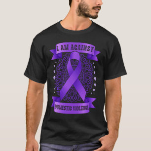 Camiseta Contra a Violência Doméstica Mandala laço roxo