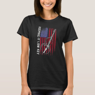 Camiseta Contrabaixo e Bandeira Americana para Baixistas  