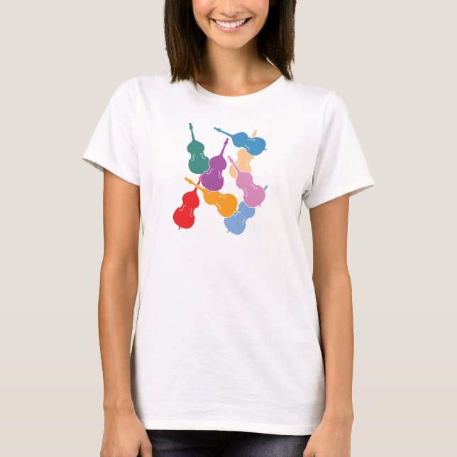 Camiseta Contrabaixos Coloridos (Frente)