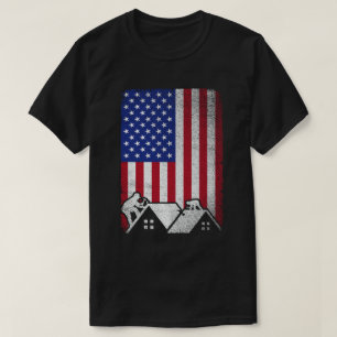 Camiseta Contratante da Roofer American Flag Roofing