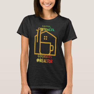 Camiseta Contratos de Café Cocktails Realtor Piada Sarcásti