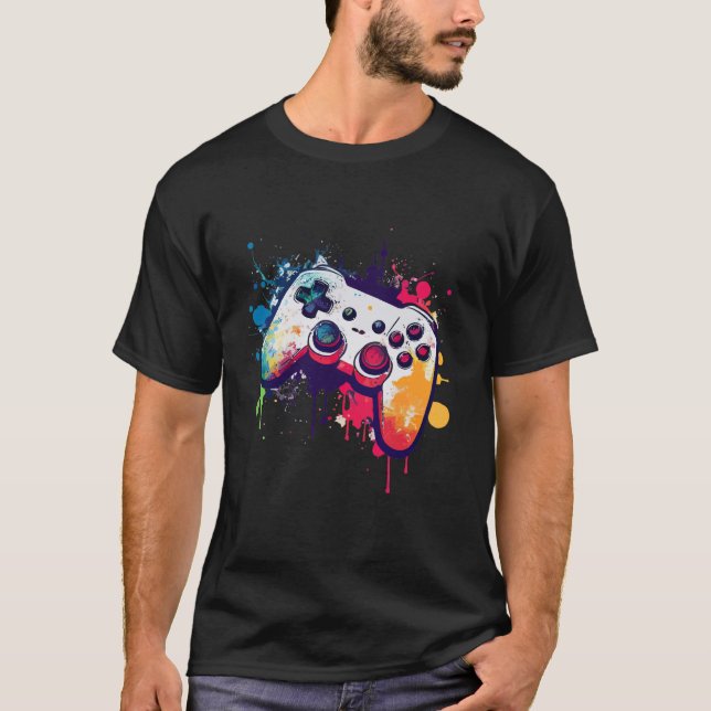 Camiseta Controlador Colorido de Vídeo - Joystick - Consol (Frente)