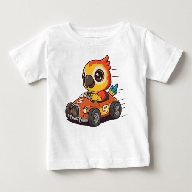 Camiseta Controlador de Carro Race Macaw Cute (Frente)