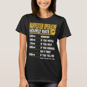 Camiseta Controlador de Colheita de Taxa Horária do Operado