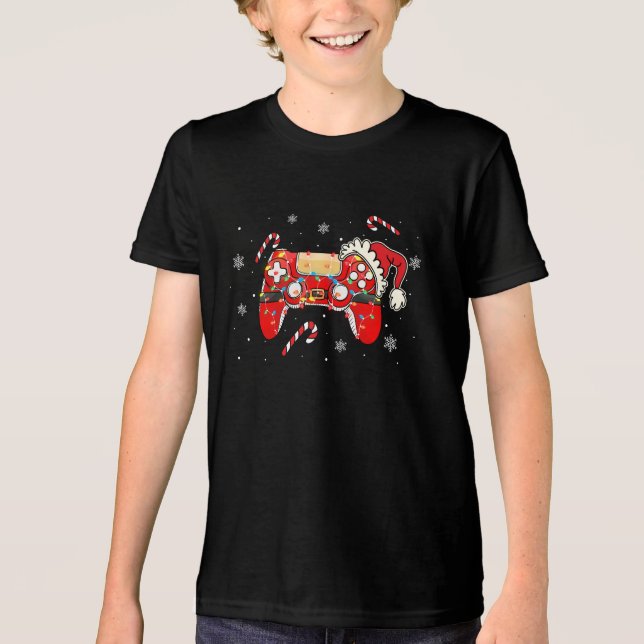 Camiseta Controlador de Jogo de Natal Design de Feriado de  (Frente)