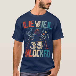 Camiseta Controlador de Jogo de Vídeo Desbloqueado Nível 35