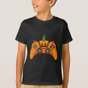 Camiseta Controlador De Jogo De Vídeo Halloween Com Cara De