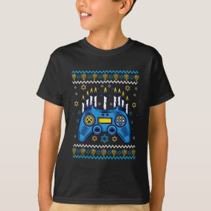 Camiseta Controlador de Jogo Hanukkah Menorah velas judaica