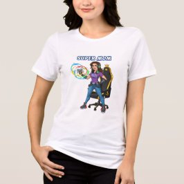 Camiseta Controlador de Jogos Cartoon Super Mãe Gamer