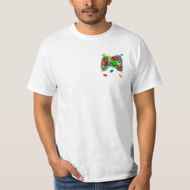 Camiseta Controlador de jogos de sensibilização para o Auti (Frente)