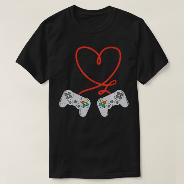 Camiseta Controlador de Jogos Dia de os namorados do Heart  (Frente do Design)