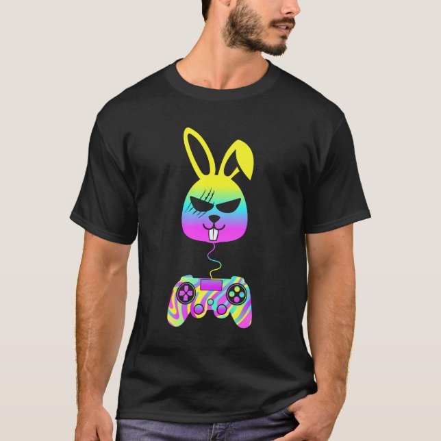 Camiseta Controlador de Jogos do Bunny Gamer Zangado (Frente)