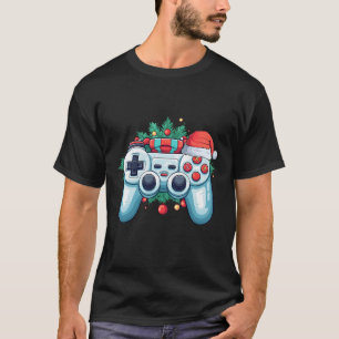 Camiseta Controlador de jogos Santa Hat Natal Jogos de Nata