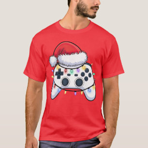 Camiseta Controlador de Video Game Chapéu de Natal do Papai