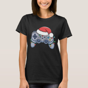 Camiseta Controlador de Video Game Chapéu de Natal do Papai