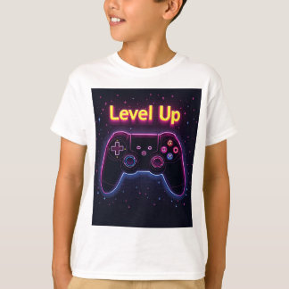 Camiseta Controlador Neon Gamer Nível Superior - Pixel Retr