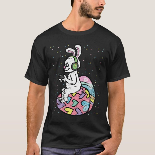 Camiseta Controladora de Jogos de Páscoa Bunny Gamer (Frente)