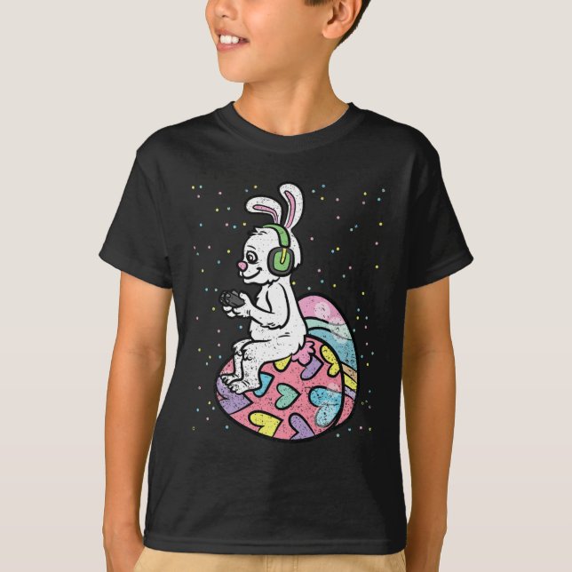 Camiseta Controladora de Jogos de Páscoa Bunny Gamer (Frente)