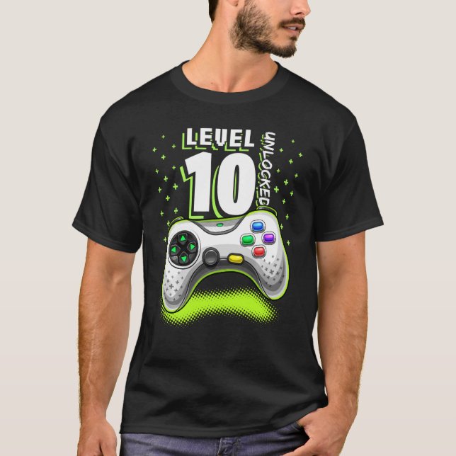 Camiseta Controladora de jogos de vídeo nível 10 10º jogado (Frente)