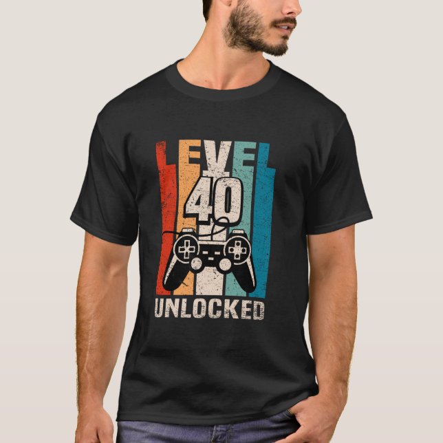 Camiseta Controladora de Jogos Funny de Vídeo 40t Desbloque (Frente)
