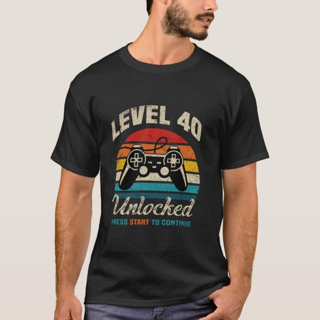 Camiseta Controladora de Jogos Funny de Vídeo 40t Desbloque (Frente)