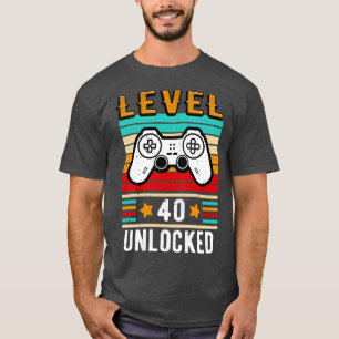 Camiseta Controladora Retro Birthday de Nível 40 Desbloquea