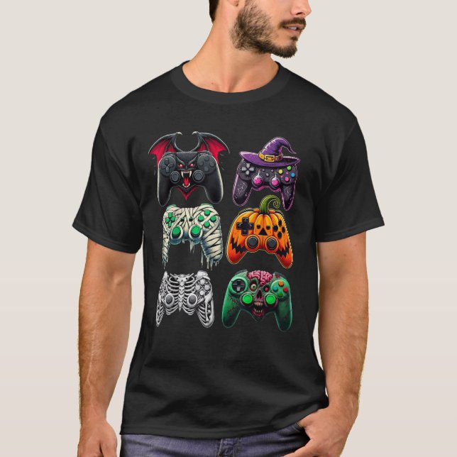 Camiseta Controladores de Jogo de Vídeo Bruxa Zombie Mummy  (Frente)
