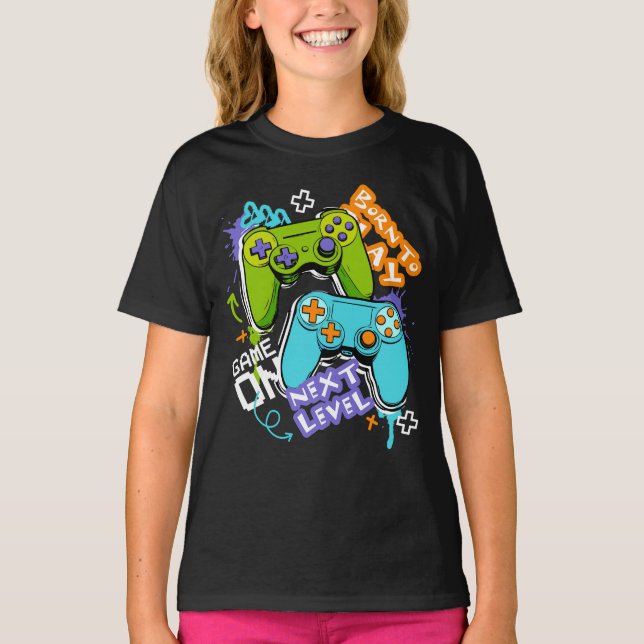 Camiseta Controladores de jogo Graffiti  Jogos Nascido Para (Frente)