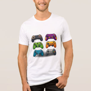 Camiseta Controladores de Jogo Retroativo Coloridos - Desig