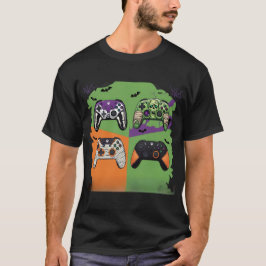 Camiseta Controladores de jogos do Halloween Skeleton Zombi