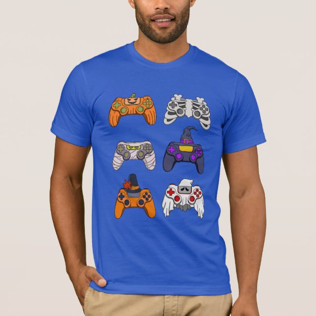 Camiseta Controladores de jogos Zombie do Skeleton do Hallo (Frente)