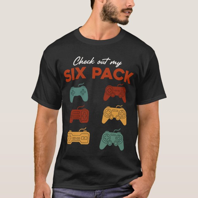 Camiseta Controladores Seis Pack de Jogos Divertidos Retro  (Frente)