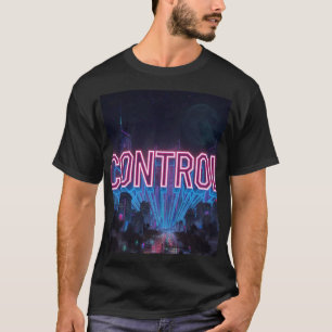 Camiseta CONTROLE - Cidade Cyberpunk Neon Rosa Futurista
