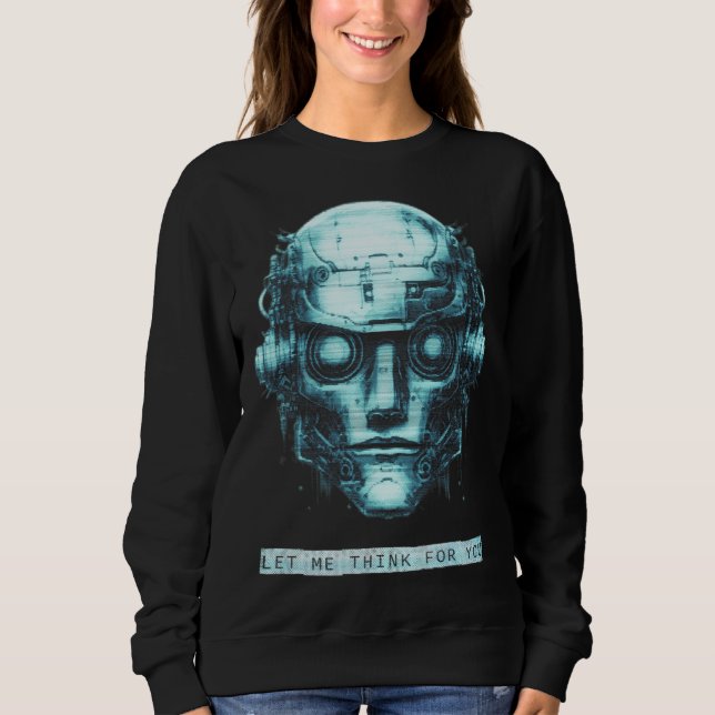 Camiseta Controle da mente Cyberpunk Robot Blue Grunge (Frente)