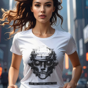 Camiseta Controle da mente Impressão preto Cyberpunk Robot
