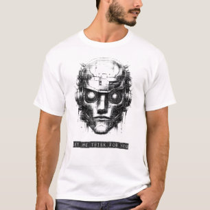 Camiseta Controle da mente Robô Negro Impressão de Homens C