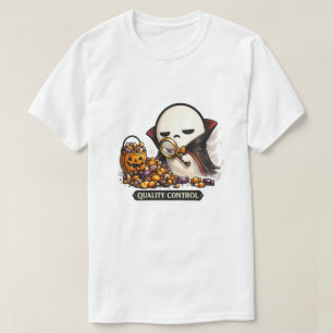 Camiseta Controle de Qualidade de Halloween Vampiro Fofo