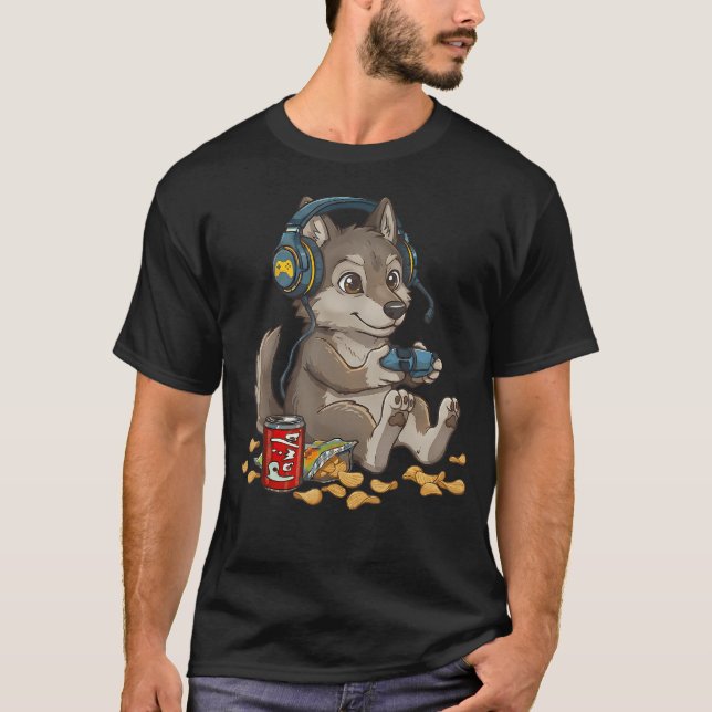 Camiseta Controle de Video Game de PC Console Lobo Fofo (Frente)
