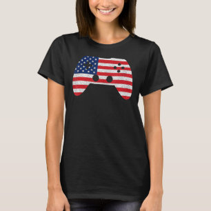 Camiseta Controle de Video Game Retro Bandeira Americana 4