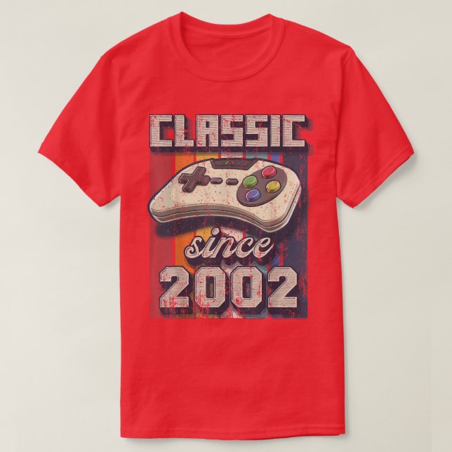 Camiseta Controle de vídeo retrô clássico de 2002 de aniver (Frente do Design)