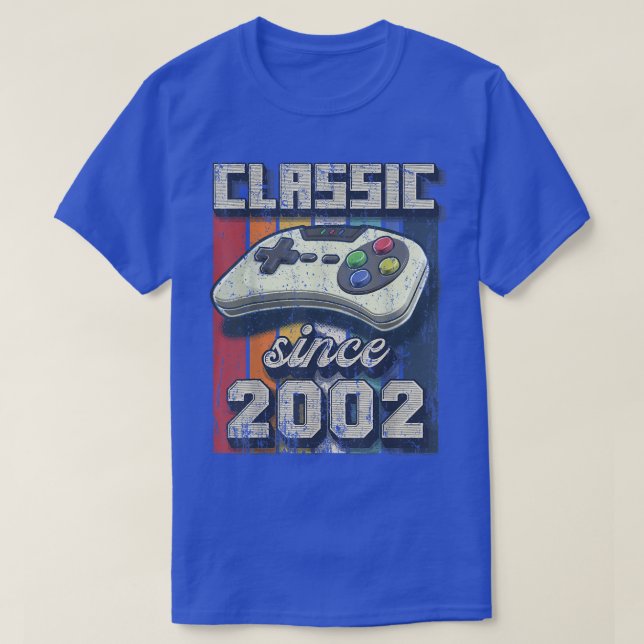 Camiseta Controle de vídeo retrô clássico de 2002 de aniver (Frente do Design)