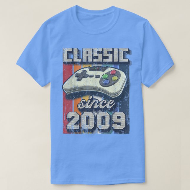 Camiseta Controle de vídeo retrô clássico de 2009 de aniver (Frente do Design)
