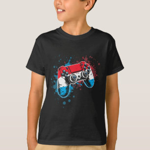 Camiseta Controle de Videojogo Com a Bandeira do Luxemburgo