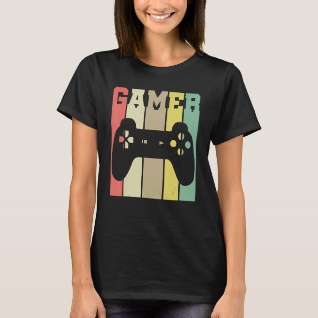 Camiseta Controle do Jogador do Console Gráfico Retro de Vi (Frente)