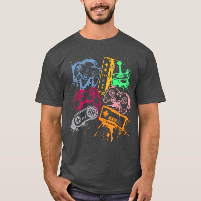 Camiseta Controles de Console de Video Game Retro 80s 90s A (Frente)