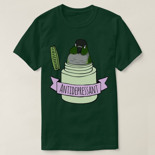 Camiseta Conura verde antidepressiva (Frente do Design)